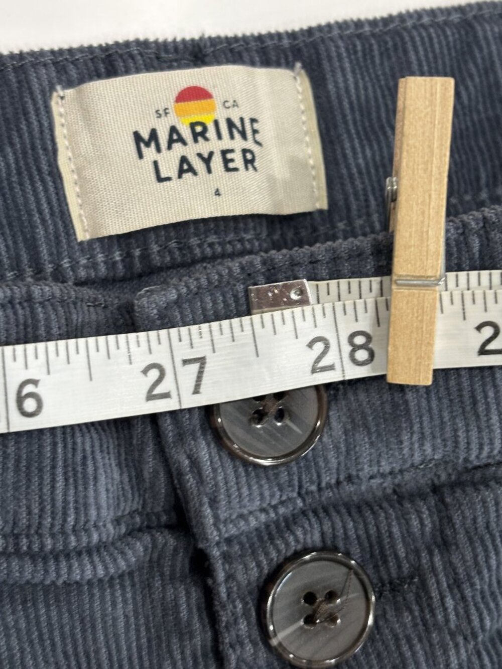 4 Marine Layer Straight Leg Corduroy Pant Button Fly Wide Leg Cotton Blend Rib - Picture 8 of 8